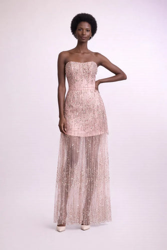 Multi mini swarosvki crystal cascade straples dress