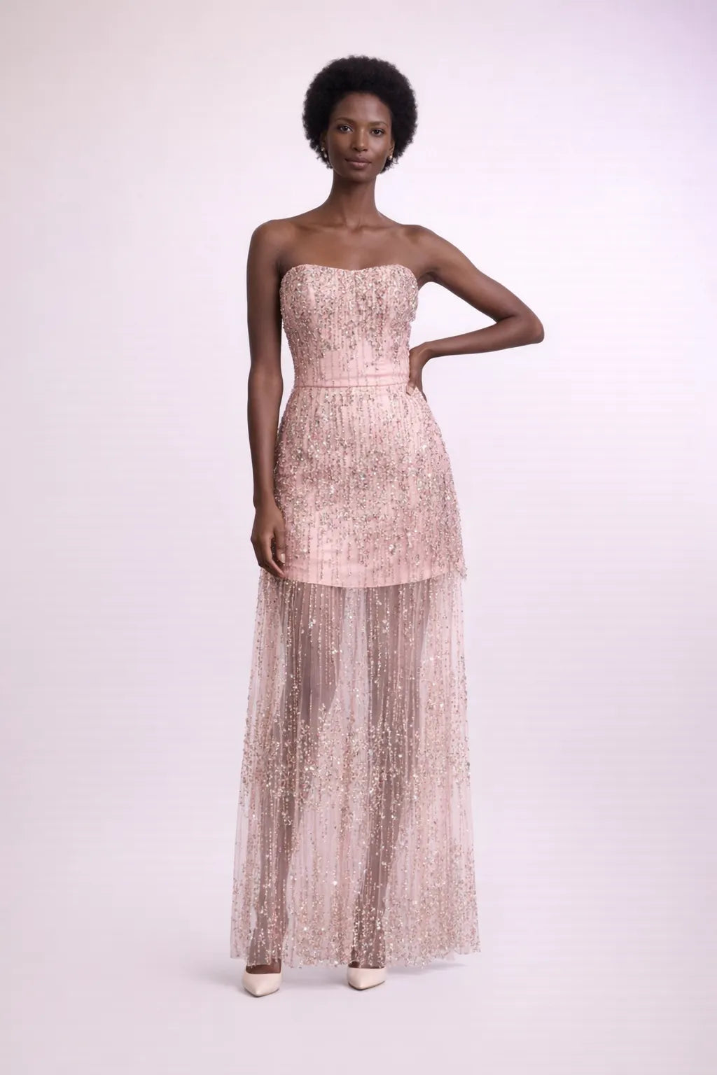 Multi mini swarosvki crystal cascade straples dress