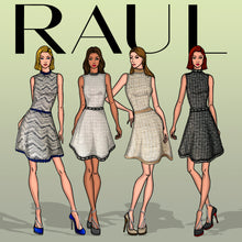 White Boucle Mini Dress with black & white stones Trim - Luxury Resort Collection.