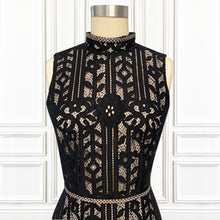 Black Geo Lace Mini Dress - Luxury Hamptons Collection.