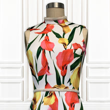 Hand-painted Lilly Italian Scuba Mini Dress with White Trim - Luxury Hamptons Collection.