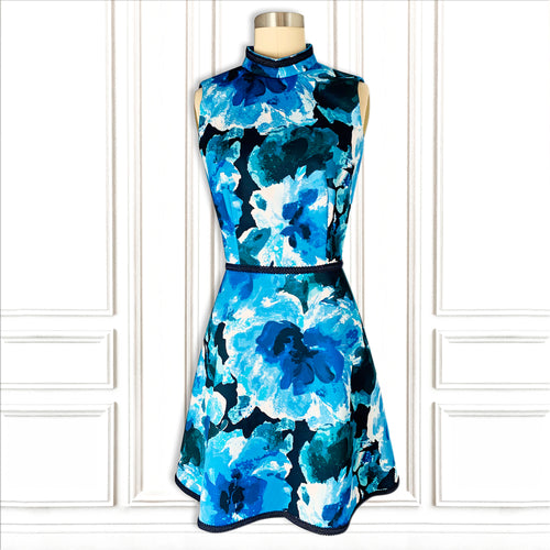 Stretch Floral Printed Scuba Mini Dress - Luxury Hamptons Collection.