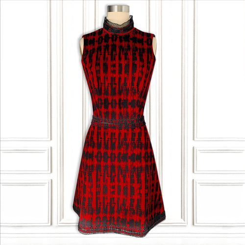 Stretch Abstract Jacquard Mini Dress - Luxury Hamptons Collection.