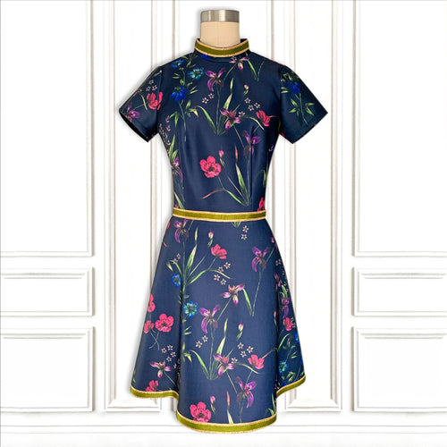 Neo Print Stretch Italian Scuba Short Sleeves Mini Dress - Luxury Hamptons Collection